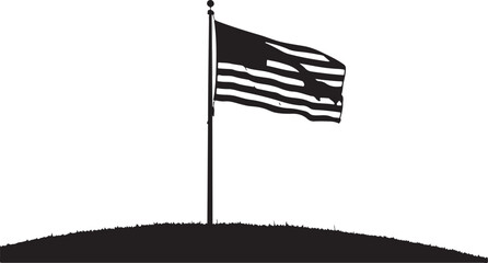Silhouette of American Flag Flying on a Hill usa flag stars and stripes