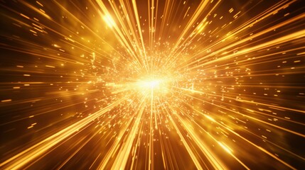 Naklejka premium Golden light explosion effect for background and design elements, abstract rays