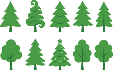 Fototapeta premium Stylized Green Trees