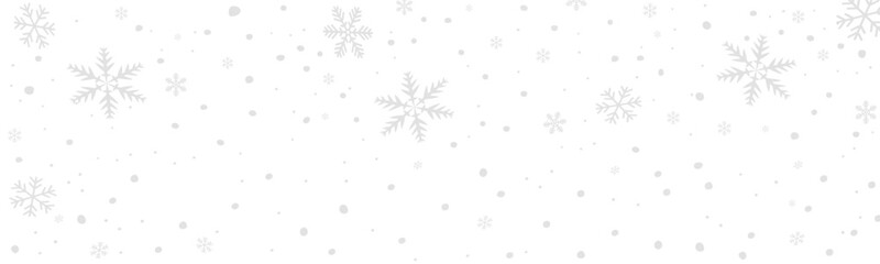The background is a banner made of snowflakes of different sizes on a transparent background. Vector illustration