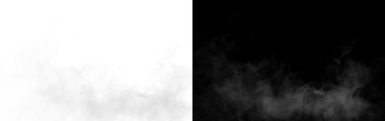 Fototapeta premium Smooth smoke fog steam airflow white vapor panorama isolated wide texture pattern. 