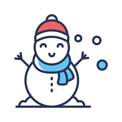 Grab this creatively designed flat outline style snowman icon