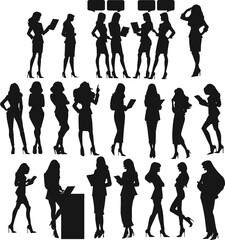 ビジネスウーマンのシルエットイラストセット