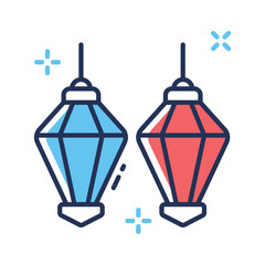 Creatively designed trendy flat outline icon of christmas lantern