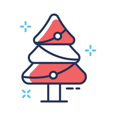 Decorated Christmas tree with star on top, festive holiday symbol