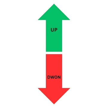 Green up arrow symbolizing growth and red down arrow representing decline