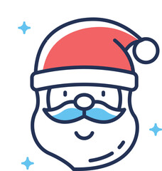 Ready to use flat outline style icon of santa face with cap