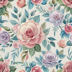 watercolor seamless pattern with roses