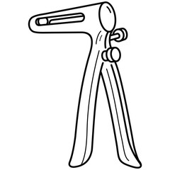 Surgical anal speculum. Self-retaining instrument for rectal examination. Sterile medical tool. Vector outline icon.