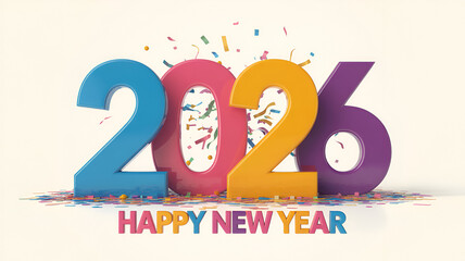 Celebrate the New Year with a bright, colorful 2026 design, perfect for festive greetings and holiday promotions that spread joy and excitement this season