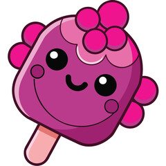 Pink berry flavored ice cream dessert illustration with swirls