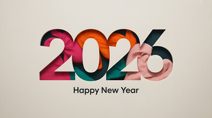 Celebrate a vibrant 2026 with this eye-catching modern design, a stylish way to convey New Year's wishes and fresh starts with bold colors and fabrics
