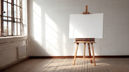 Empty easel in sunlit room