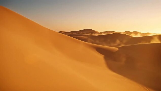 Desert Landscape Sand Dunes, Golden Hour, Sahara Scenery