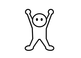 両手を上げて喜ぶ人物のピクトグラム