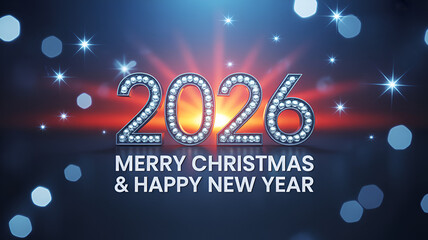 Celebrate 2026 with Merry Christmas and Happy New Year wishes, perfect for holiday greetings and festive promotions shimmering with joyful anticipation