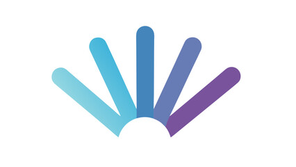 Fototapeta premium Abstract radial fan shape with gradient blue and purple hues on black background symbolizes creativity and technology