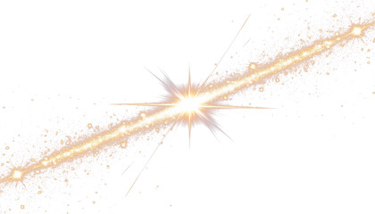 Glowing trail with golden sparks and splashes light effect PNG