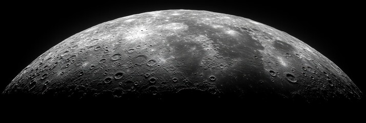Close view of Moon surface showing craters and shadows in black and white at high resolution