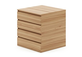 Compact wooden storage cabinet displays natural grain texture against a white background