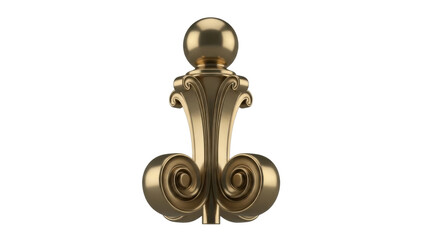 Isolated ornate decorative moulding element in gold color for furniture decoration material
