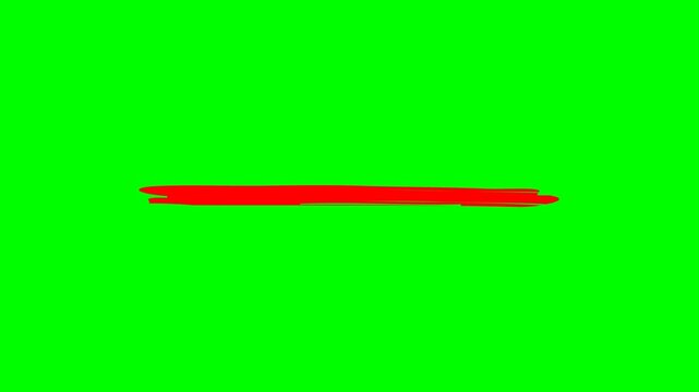 red underline animation on green screen background. highlighter animation