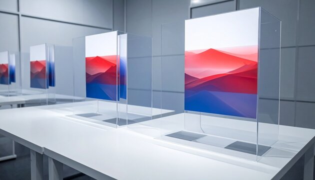 Innovative display technology showcased in a modern exhibition area during a tech event - Powered by Adobe