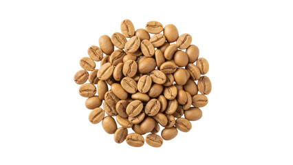 Isolated pile of light roast coffee beans with a subtle texture on the surface, light brown