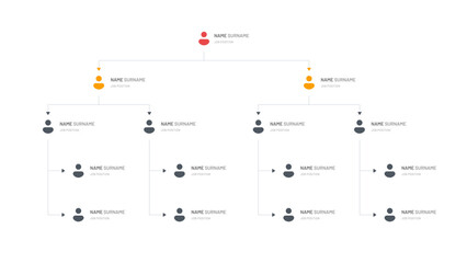 Organizational chart of the company, hierarchy, horizontal infographics, organizational structure elements