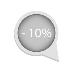 Minus ten percent. Sale discount Vector. Promotion offer element. Gray speech bubble.