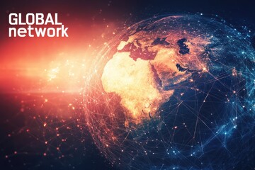 Visual representation of global network showing earth connections and continents