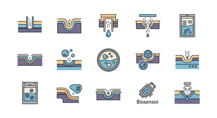 Skin Care and Treatment Process Icons Set.