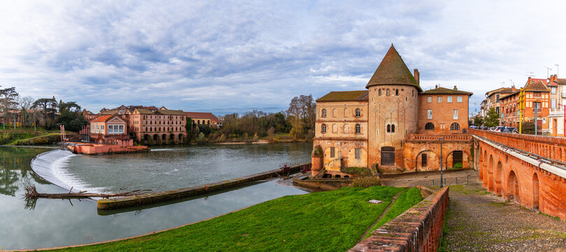 Former defensive tower or Mill Tower in Villemur-sur-Tarn, Haute-Garonne, Occitanie, France