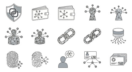 Hand Drawn Doodle Icons for Blockchain and Cryptocurrency Technology.