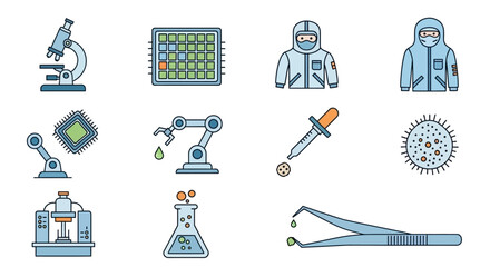 Science and Technology Research Vector Icon Set.