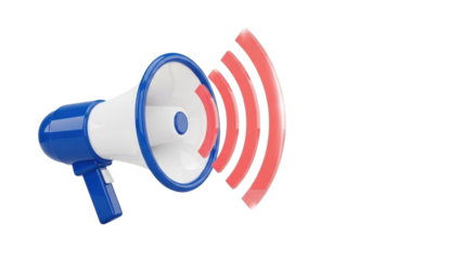 Isolated blue and white megaphone with sound waves illustration for communication purposes