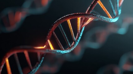 Glowing DNA Double Helix Structure in Futuristic Microscopic View. AI generative