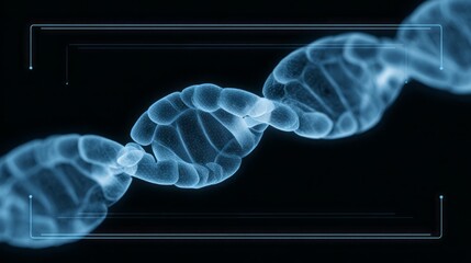 Futuristic Digital DNA Helix Structure with Glowing Blue Technology Interface. AI generative