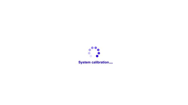 Spinning circular loading icon with text System calibration. Spinning waiting icon on background. Loading circle animation. Seamless Loop