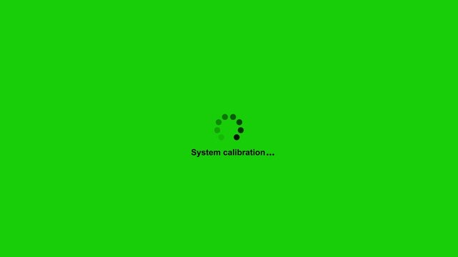 Spinning circular loading icon with text System calibration. Spinning waiting icon on background. Loading circle animation. Seamless Loop