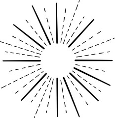 Abstract sunburst design with radiating lines and dashes