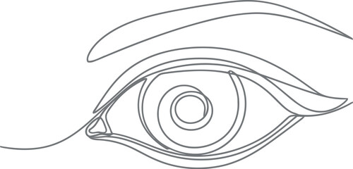 Minimalist outline drawing of a human eye with detailed iris