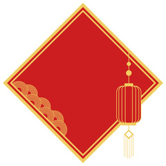 Chinese New Year Decoration with Lantern and Waves