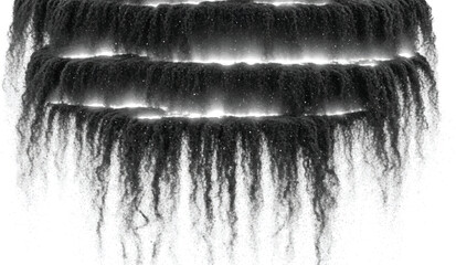 Waterfall transparent background realistic falling water with white foam and splashes multi-level cascade nature element liquid effect river stream flow down