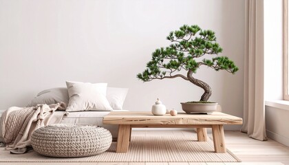 和モダンインテリア、ナチュラルなインテリアと盆栽