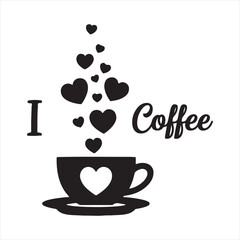 Obraz premium I love coffee typography with heart shaped steam design