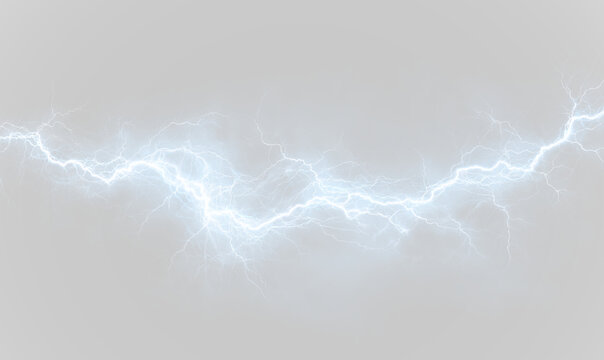 A sharp electric bolt with bright blue glow and branching veins on a transparent background. Perfect for dynamic energy effects. PNG