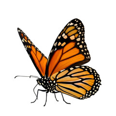Detailed monarch butterfly wings spread open vivid colors isolated on transparent background