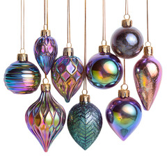 Iridescent Christmas Tree Ornaments Collection for Festive Holiday Decor