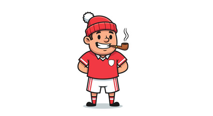 Obraz premium Whimsical cartoon character enjoying a pipe wearing a beanie and a sports outfit